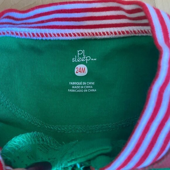 𝅺pl Sleep By Petit Lem Footed Pajama Sleeper Bnwot Holiday Xmas W Hat Green - Picture 2 of 5